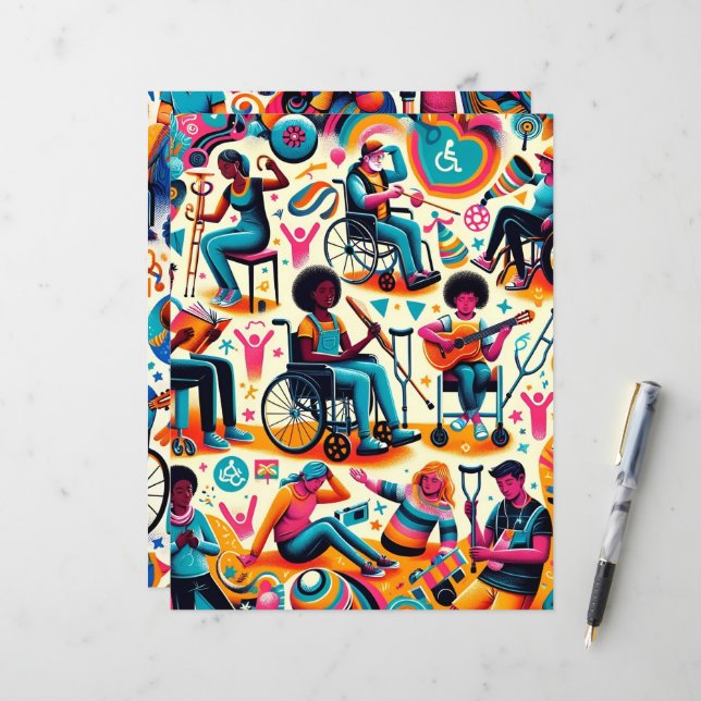 Pessoas com Deficiência — Papel Scrapbook (Frente/Verso In Situ)