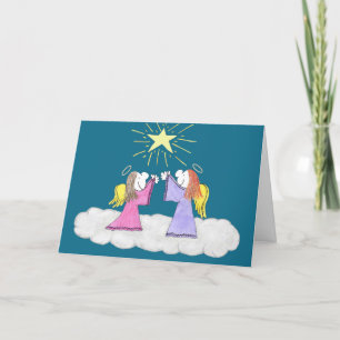 Pessoas de Lizzy Anjos Santa Noite Cartão de Natal