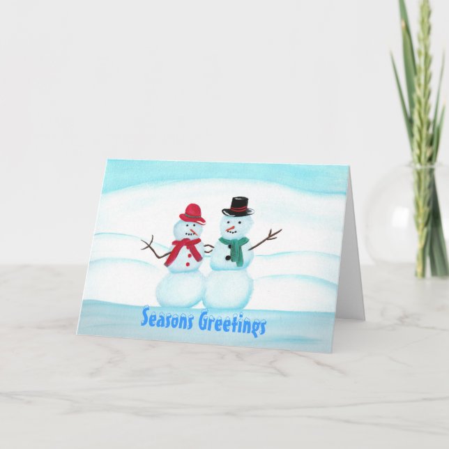 Pessoas de neve balançando Hi, Seasons - Cartão de (Frente)