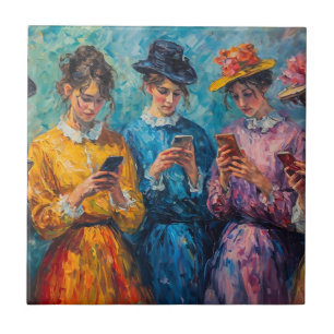 pessoas do século 19 usando smartphones