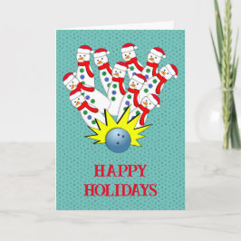 Pessoas Jogando Boliche no Natal... Strike! Cartão