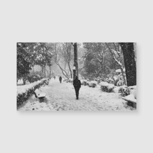 Pessoas no parque em um dia de inverno nevado