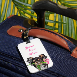 Pet Dog com Rosa de Etiqueta de Bagagem Nome de Te