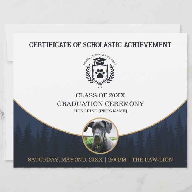 Pet Graduation Certificate Dog Training Diploma (Frente)