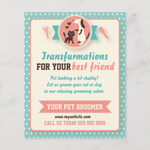Pet Groomer Flyer - Personalizável Em Dupla Parte