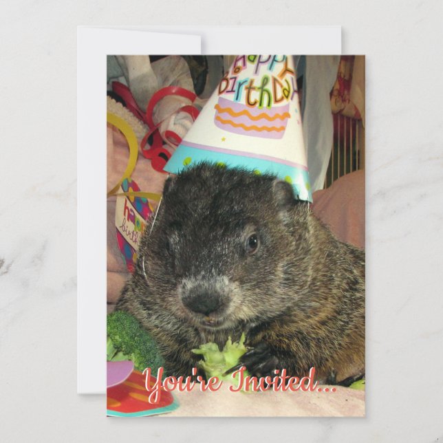 Pet Groundhog Moses Convite Aniversário (Frente)