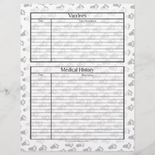 Pet Health Information Sheet, página 2