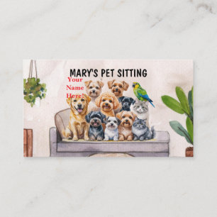 Pet Home Sitting Watercolor Cartão de visita