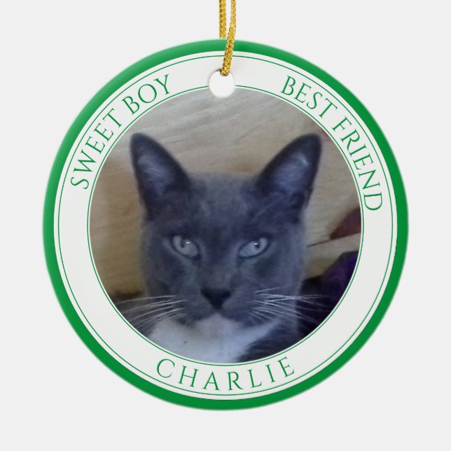 PET LOVE Cerâmica Circular Ornamento + Texto / Ver (Frente)