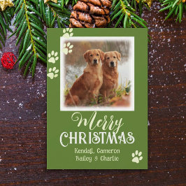 Pet Photo Paw Imprime Cartões De Natal Feliz