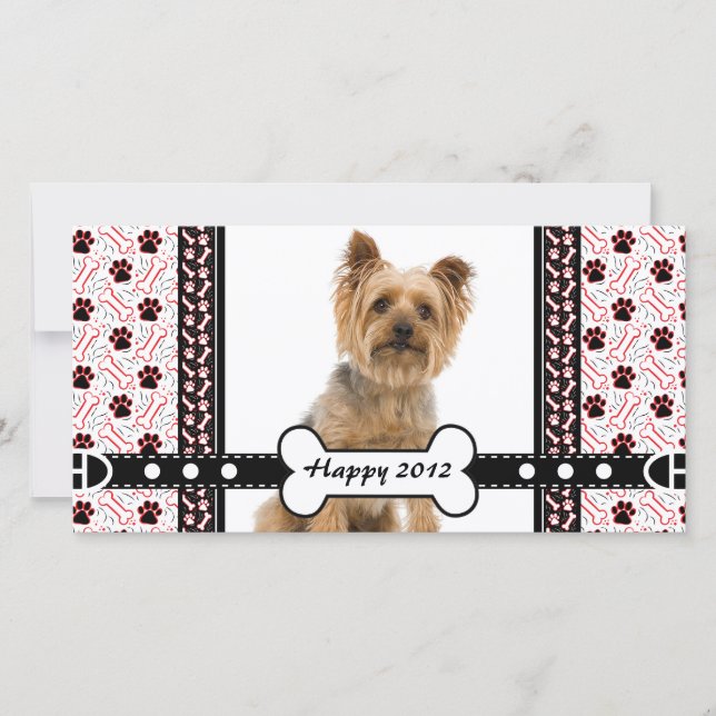 Pet Retrato Cartão com fotos Pw e Osso (Frente)