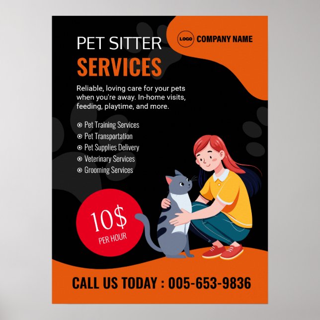 Pet Sitter Custom Poster (Frente)