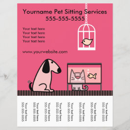 Pet Sitter Flyer com tags-red