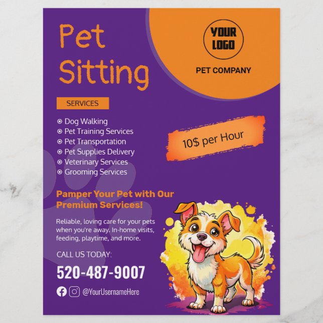 Pet Sitting Custom Flyer (Frente)