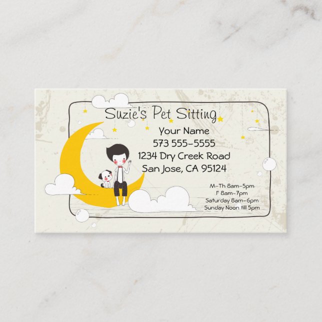 Pet Sitting Service Cartão de visita (Frente)