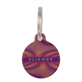 Pet Tag Abstrato Roxo Roxo, moderno, único, com suporte pe