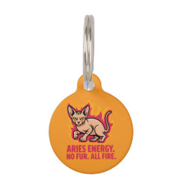 Pet Tag Aries Energy Sphynx Cat Fire Illustration