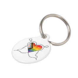 Pet Tag Arte de Linha do Coração Progress Pride