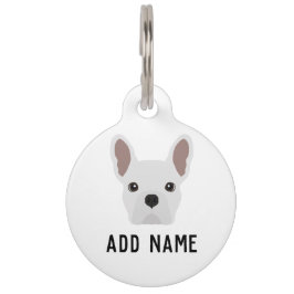 Pet Tag Buldogue Francês Branco