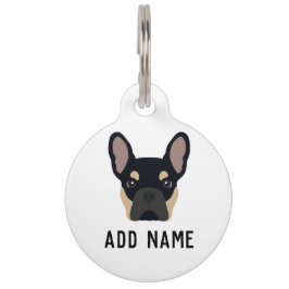Pet Tag Buldogue Francês Negro e Tan