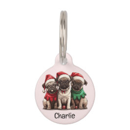 Pet Tag Cães Pug de Natal