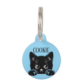 Pet Tag Cute Peeking Cat Pesonalized 