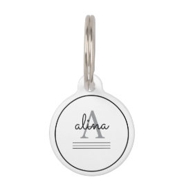 Pet Tag Design Personalizado Simples Monograma