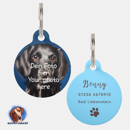 Pet Tag Foto deines Haustieres | blau