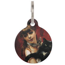 Pet Tag Garota com um gato preto em seus braços