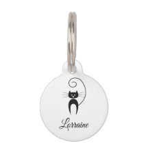 Gato Preto Moderno e Elegante com Cauda Enrolada