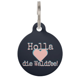 Pet Tag Holla die Waldfee – Dog Collar Hundehalsband neon