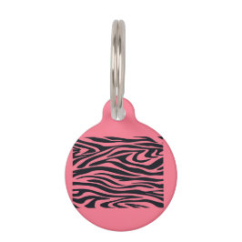 Pet Tag Impressão animal rosa e zebra negra personalizávei