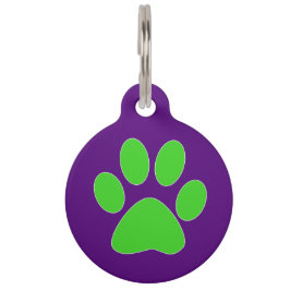 Pet Tag Impressão [roxo e verde] da pata