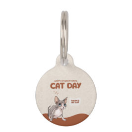 Pet Tag International Cat Day Sphynx Celebration Art