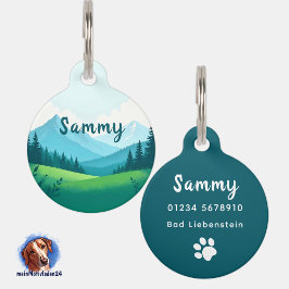 Pet Tag Landschaft Berge | personalisierbare Hundemarke 
