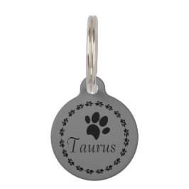 Pet Tag Logotipo Circular Nome da Pegada da Pata