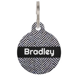 Pet Tag Padrão de Abstrato branco e preto personalizado