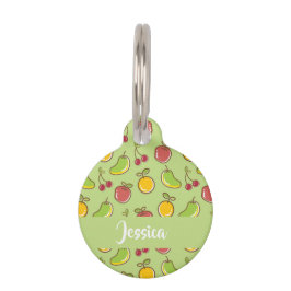 Pet Tag Padrão verde de frutas de verão frescas