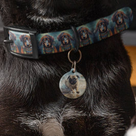 Pet Tag Pug Feliz na Praia personalizável