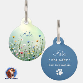Pet Tag Romantische Blumenwiese | personalisierbare 