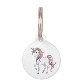 Pet Tag Sonhos de Unicórnio mágico - Design de Fantasia Wh
