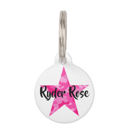 Pet Tag Tag cor-de-rosa do animal de estimação da estrela