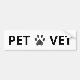 Pet Vet & paw no adesivo preto e branco para-choqu
