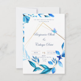 pétala azul-bebê e convite simples para casamento 