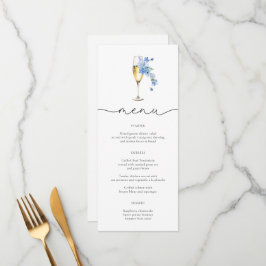 Pétalas Azuis Dusty e Cartões de Menu Prosecco