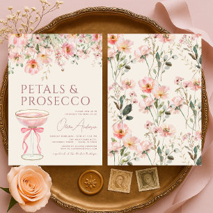 Pétalas & Convite de Chá de Noiva Rosa Blush Prose
