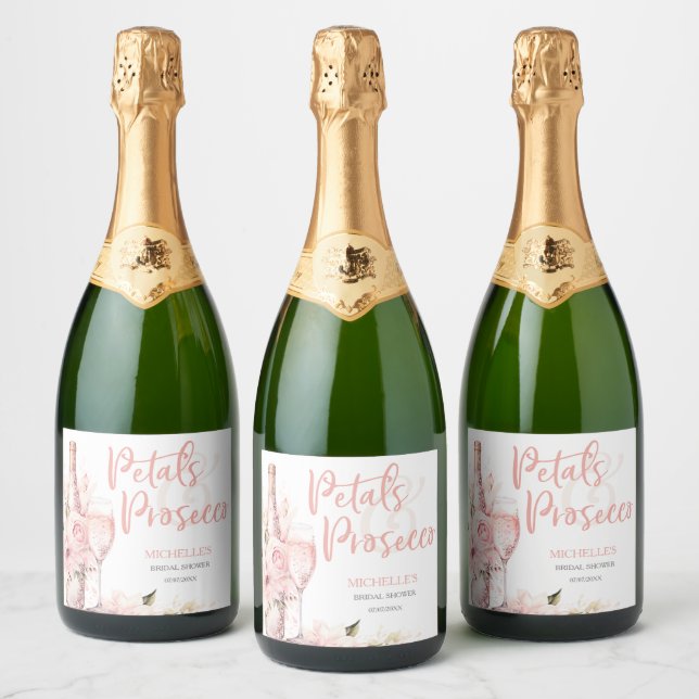 Pétalas de Boho Cor-de-Rosa e Prosecco Floral (Garrafas)