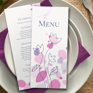 Pétalas de confete modernas rosa azul menu de 4 pr