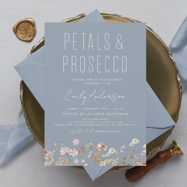 Pétalas de Flor Selvagem e Convite Prosecco (Criador carregado)