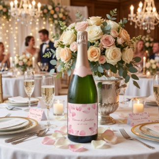 Pétalas de Rosa Rosa Romântico Casamento Garrafa d